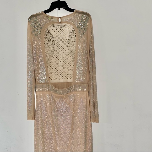 HP✨Xtaren Long Sleeve Sheer Mesh Rhinestone Bodycon Mini Dress - Picture 3 of 13